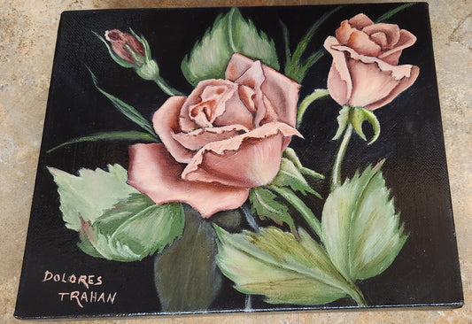Mauve Roses on Canvas