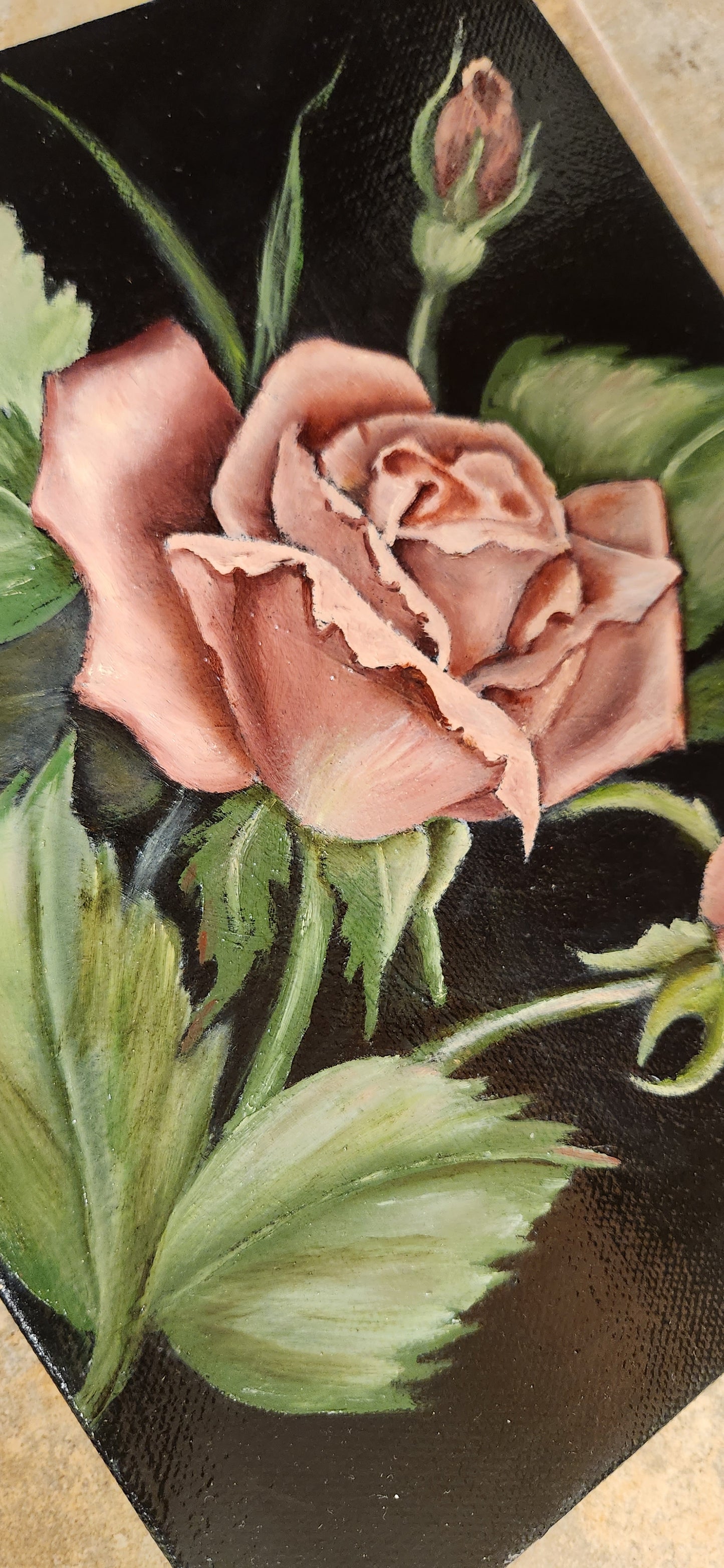 Mauve Roses on Canvas