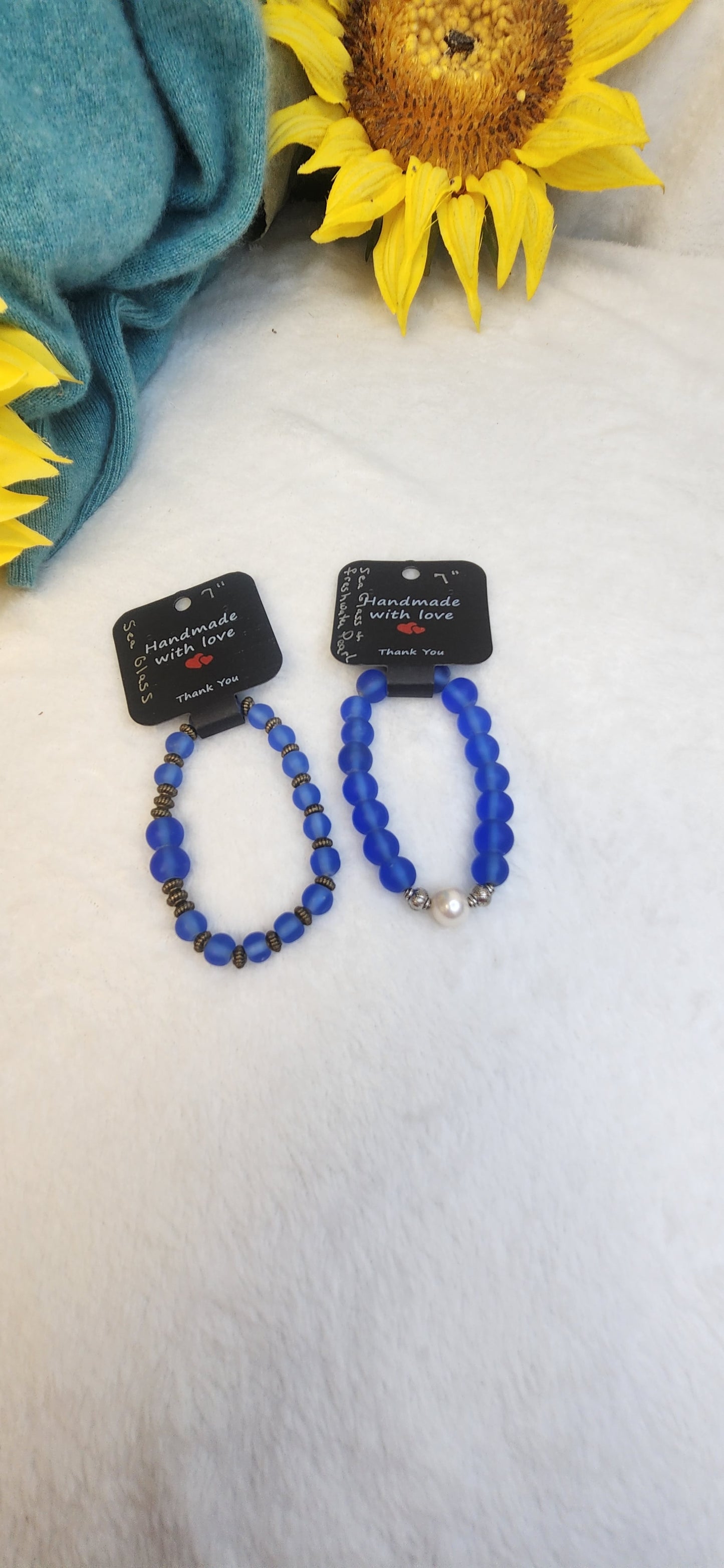 Blue Sea Glass Bracelet